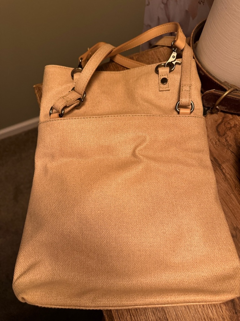 Sherpani Tan Canvas Messenger Bag with Fringe Accent - Picture 2 of 3